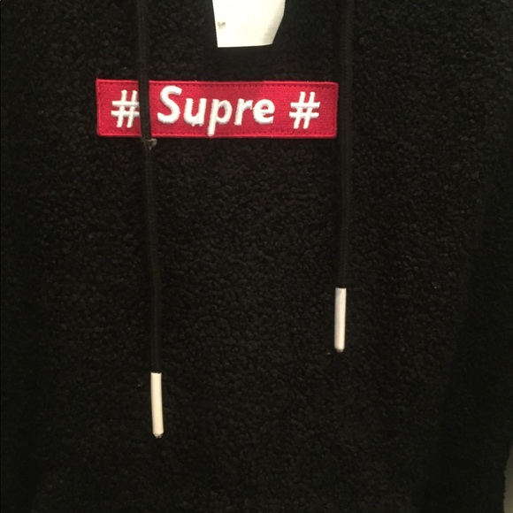 Black Sherpa Fleece Hoodie NWT Sz M - Picture 4 of 11